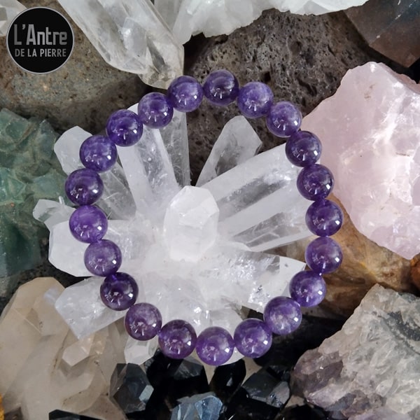 Bracelet en Améthyste du Brésil Grade A+ Boules de 10 mm