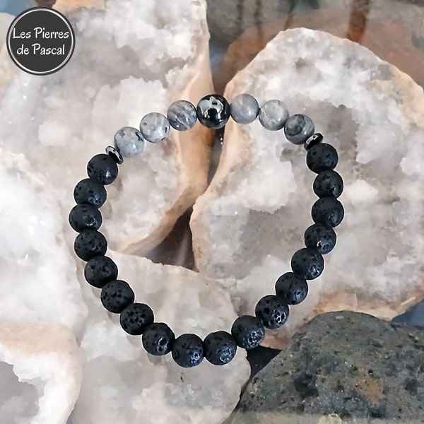 Bracelet Ancre - Planetys - Bracelet en Cuir Noir et Acier 316L Noir
