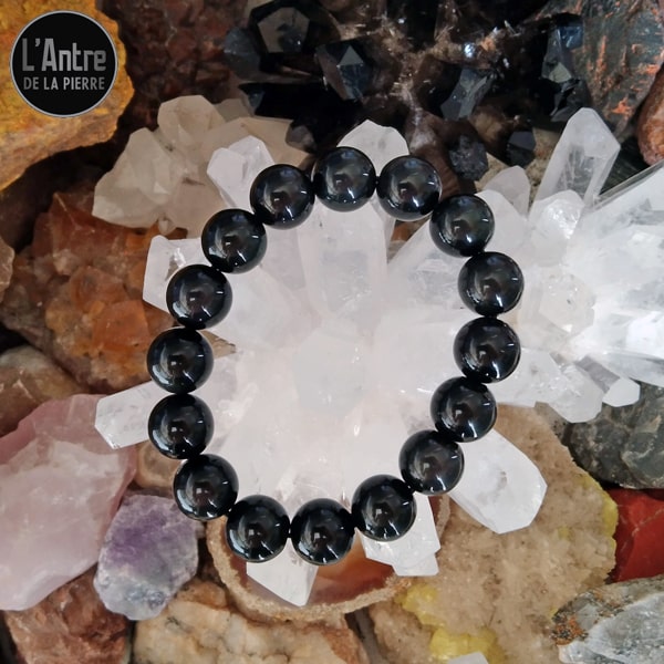 Bracelet Obsidienne Noire du Mexique Grade A+ en 12 mm