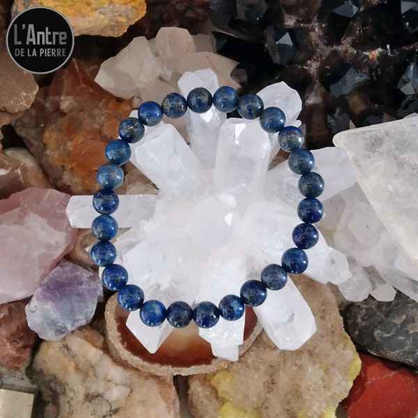 Bracelet Lapis Lazuli d'Afghanistan Boules de 8 mm de Grade A