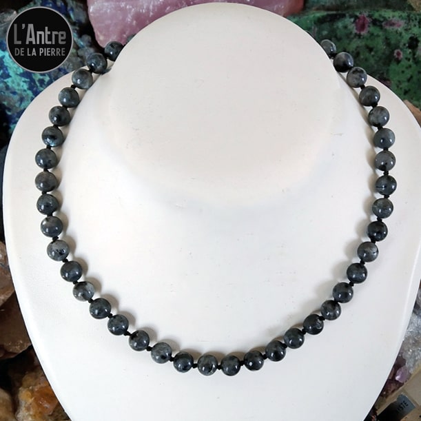 Collier en Labradorite Scandinave Grade A Boules de 8 mm de 44 cm