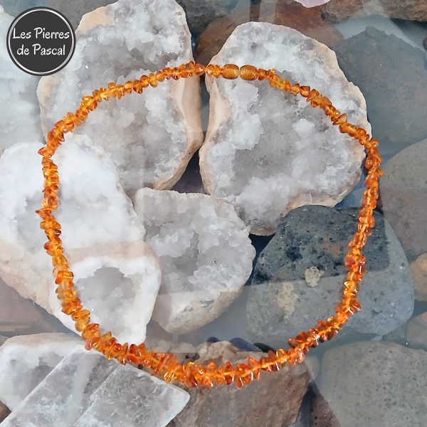 Collier Baroque en Ambre Whisky de la Baltique de 45 cm