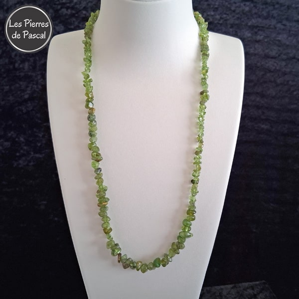 Collier Baroque Péridot de Birmanie Grade A Pierres Chips de 60 cm