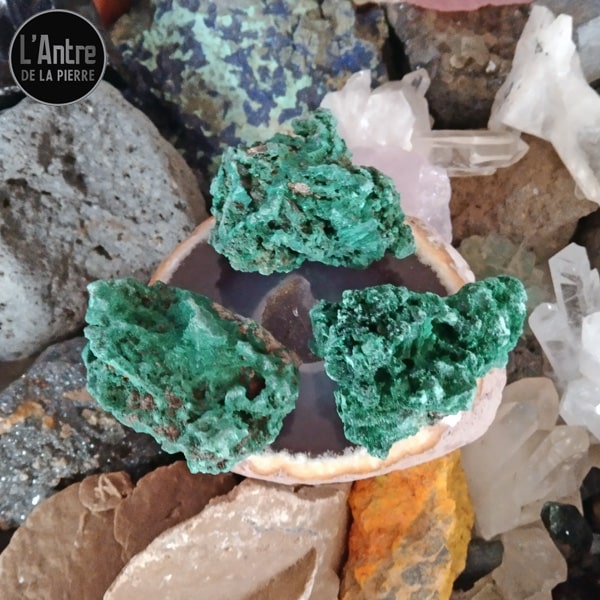 8 Pierres de Malachite Brute du Congo de 4 à 6 cm