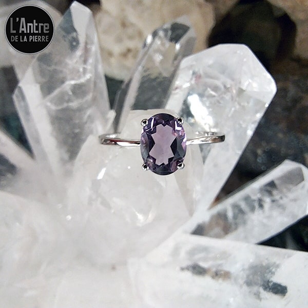 Bague Argent 925 Quartz Rose Pierre ovale 7x5mm Ref. 32066