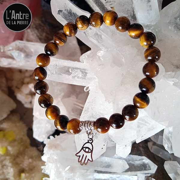 Bracelet Œil de Tigre d'Afrique du Sud de Qualité A ou 2A Boules de 8 mm avec une