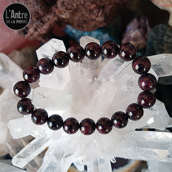 Bracelet Grenat Almandin de Madagascar de Qualité A+ Boules de 10 mm
