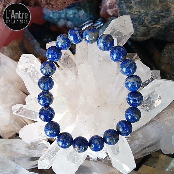 Bracelet tout en Lapis-Lazuli d'Afghanistan Boules de 10 mm et de Qualité A