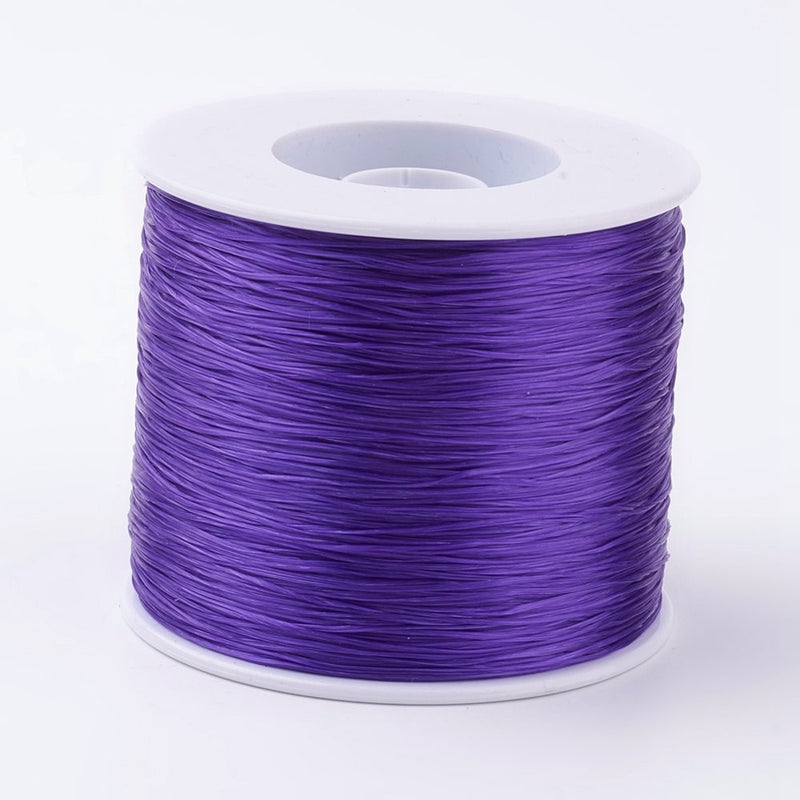 Bobine de Fil Élastique Tissu Violet Foncé de 0,5 mm pour la Fabrication de Bracelets et Colliers de 10 m