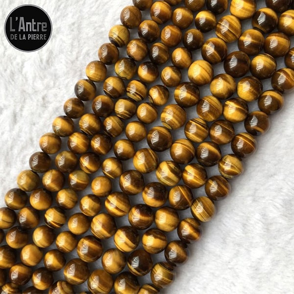 Perles de Pierres Œil de Tigre de 8 mm en Qualité AA et Originaire des Sols d'Afrique du Sud