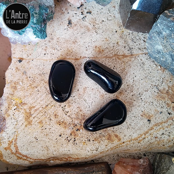 Pierre Roulée Obsidienne Noire du Mexique de Qualité A - 17 - 19 g