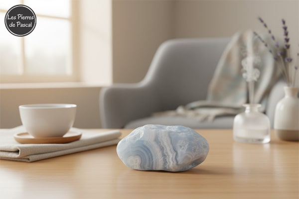 Propriétés, Significations et Vertus de l'Agate Bleue Dentelle ("Blue Lace") ou Calcédoine | Par Pascal Artisan