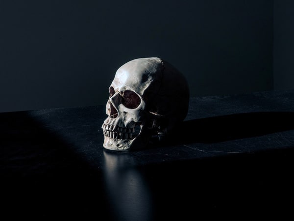 Crâne squelette sur fond noir symboles du crane squelette de la tête de mort