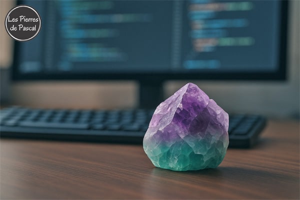 Article de blog "La fluorite, la pierre fétiche des informaticiens : concentration, clarté mentale et protection contre la fatigue numérique | Par Pascal Artisan"