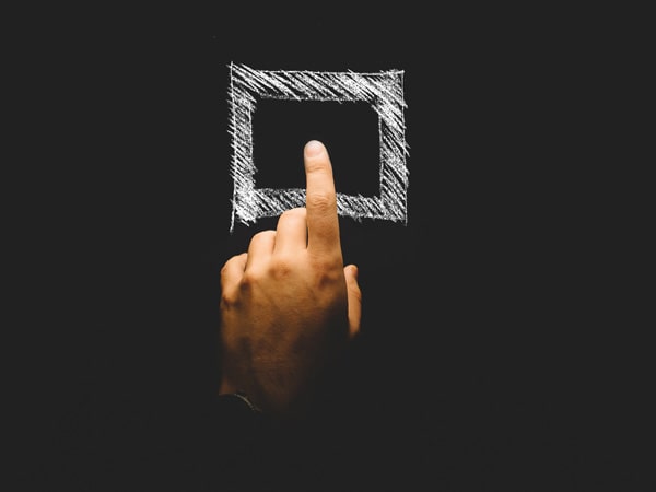 Rectangle dessiné et une main symboles du rectangle