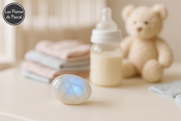 La Pierre de Lune, la Pierre Fétiche des Nouvelles Mamans : Équilibre Hormonal, Intuition Maternelle et Sérénité Post-partum | Par Pascal Artisan