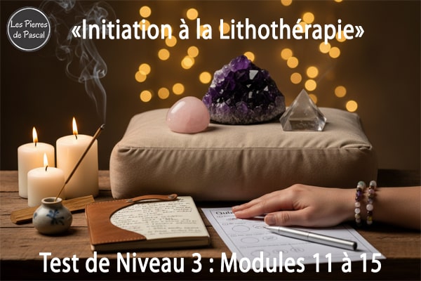 Test de Niveau 3 : Évaluez Vos Connaissances Modules 11 à 15 - Formation Initiation à la Lithothérapie | Par Pascal Artisan