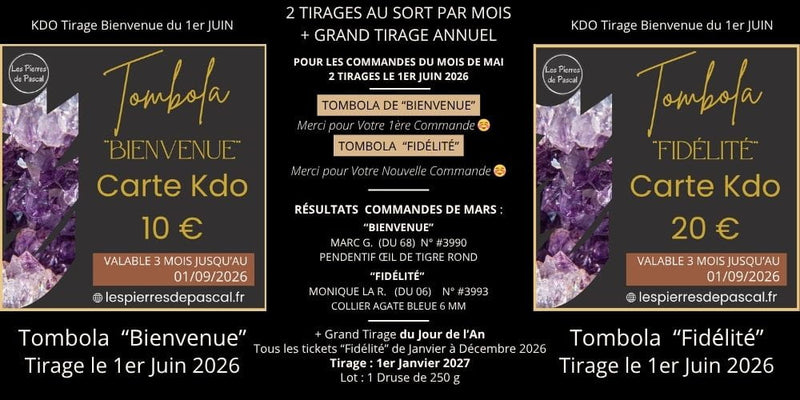 Prochain tirage au sort des commandes de mai 2026 + résultats des tirages du 1er mai 2026 pour les commandes d'avril 2026