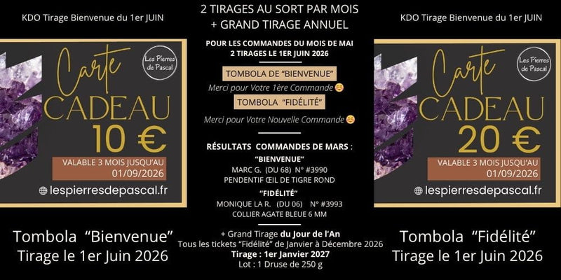 Prochain tirage au sort des commandes de mai 2026 + résultats des tirages du 1er mai 2026 pour les commandes d'avril 2026