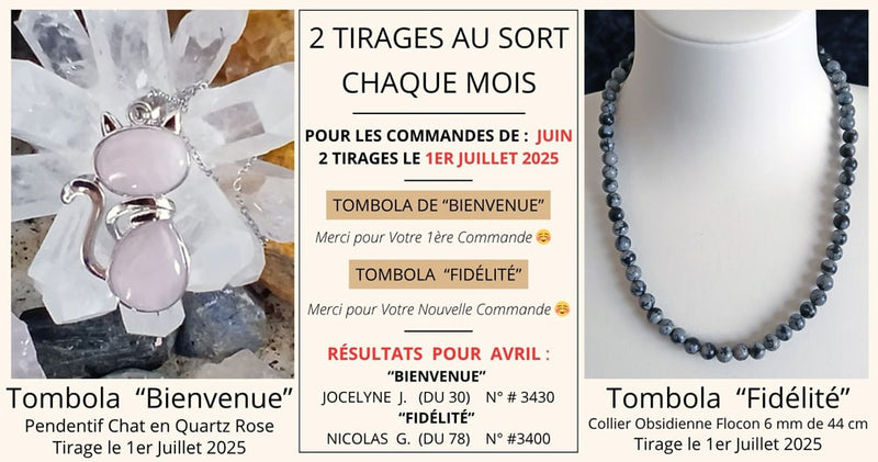 2 tombolas par tirage au sort pour les commandes du mois de juin 2025
