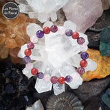 Bracelet avec Améthyste, Jaspe Rouge, Lépidolite et Quartz Rose de 8 mm