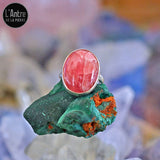 Bague Ajustable Cabochon Ovale en Rhodochrosite d'Argentine de Grade 3A et Monture en Argent Sterling 925