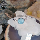 Bague Argent Aigue-Marine Ronde Grade 2A du Brésil
