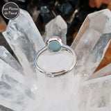 Bague Ajustable en Argent avec une Aigue-Marine Ronde
