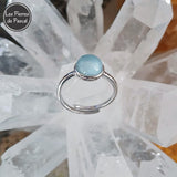 Bague Ajustable en Argent Sterling 925 avec une Aigue-Marine Ronde Grade 2A du Brésil