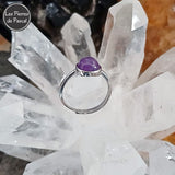 Bague Ajustable en Argent Sterling 925 avec une Améthyste Ronde Grade 2A du Brésil