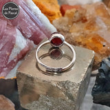 Bague Ajustable en Argent Sterling 925 avec un Grenat Rouge Almandin Rond Grade 2A du Pakistan