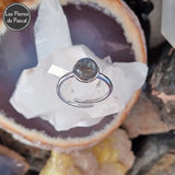 Bague Ajustable en Argent Sterling 925 avec une Labradorite Ronde de Madagascar Grade A+