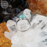 Bague Ajustable en Argent Sterling 925 avec du Larimar Rond Grade 2A de Saint-Domingue