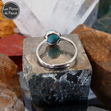 Bague Ajustable en Argent Sterling 925 avec du Larimar Rond Grade 2A de Saint-Domingue