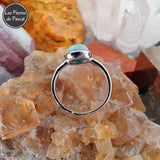 Bague Ajustable en Argent Sterling 925 avec du Larimar Rond Grade 2A de Saint-Domingue