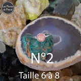 2 Nouvelles Bagues Ajustables en Argent Sterling 925 avec une Rhodochrosite Ronde Grade A+ du Venezuela N°2