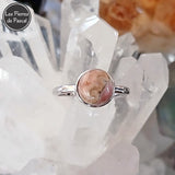 Bague Ajustable en Argent Sterling 925 avec une Rhodochrosite Ronde Grade A+ du Venezuela