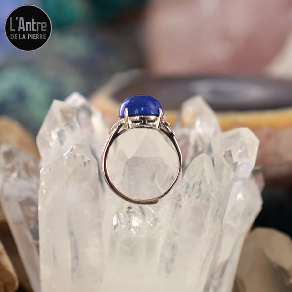 Bague Ajustable Lapis-Lazuli d'Afghanistan en Argent Sterling 925