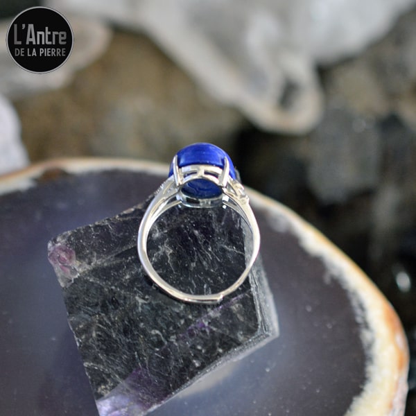 Bague Ajustable Lapis-Lazuli d'Afghanistan en Argent Sterling 925