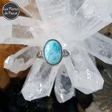 Bague Ajustable en Larimar Grade 5A de Saint-Domingue et Argent Sterling 925 Tailles 5 à 8