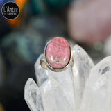 Bague Cabochon Ovale en Rhodochrosite d'Argentine de Grade 3A en Argent Sterling 925 Taille 54 mm