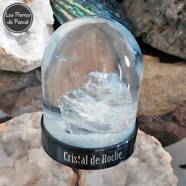 Boule à Neige avec Cristal de Roche ou Quartz Blanc Brut