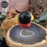 Boule de Cristal Obsidienne Noire du Mexique Grade A de 3 cm de Diamètre sur Socle