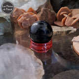 Boule de Cristal Obsidienne Noire du Mexique Grade A de 3 cm de Diamètre sur Socle