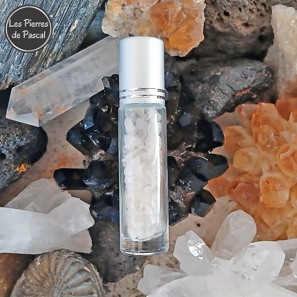 Mini Bouteille avec Applicateur pour Huile Essentielle avec du Cristal de Roche