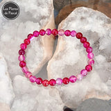 Bracelet en Agate Colorée en Rose Boules de 6 mm de Grade A