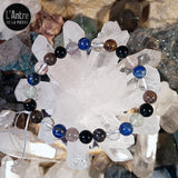 Bracelet Cristal de Roche, Fluorine, Lapis-Lazuli et Onyx Boules de 8 mm