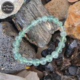 Mon Bracelet Fluorine ou Fluorite Verte Grade A de Madagascar Boules de 8 mm sur une tourmaline noire