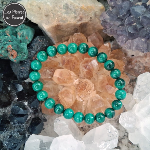 Nouveau Bracelet en Malachite Claire du Congo de 8 mm de Grade A+ | Arthrose
