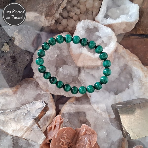 Nouveau Bracelet en Malachite Claire du Congo de 8 mm de Grade A+ | Arthrose